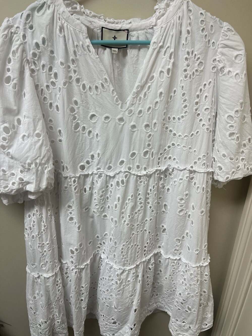 Tuckernuck White Eyelet Tiered Short Sleeve Dress